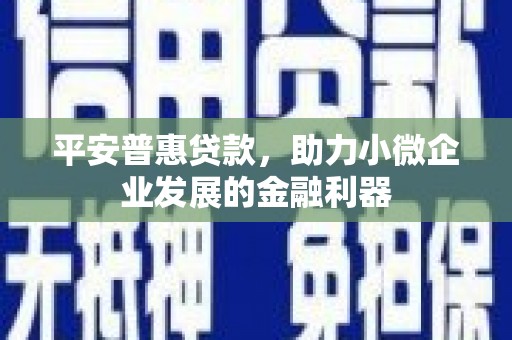 通州平安普惠贷款，助力小微企业发展的金融利器
