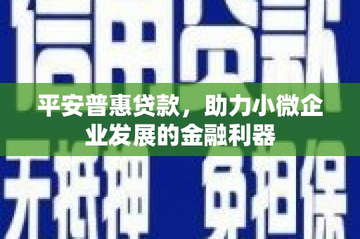 通州平安普惠贷款，助力小微企业发展的金融利器